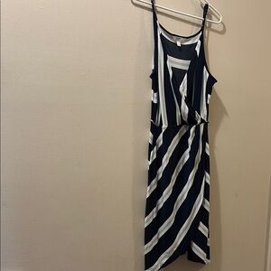 Market & Spruce blue and White Asymmetrical faux wrap Sundress - XL